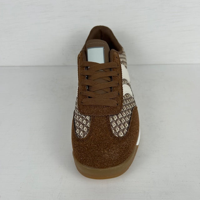 Casual sneakers met gevlochten motief bruin