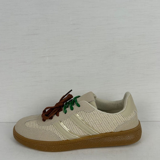 Retro sneakers met leuke veters beige