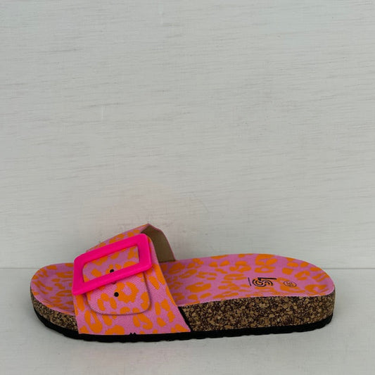 Leuke slippers met trendy look panter roze
