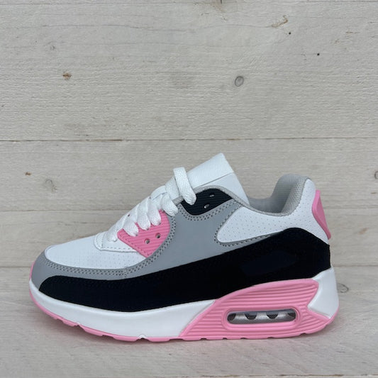 Kids air sneakers wit grijs roze