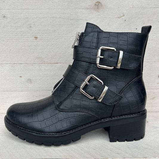 Crocoboots met gespjes zwart