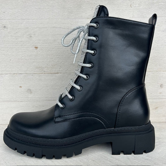 Shiny veterboots zwart