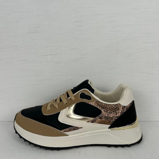 Casual sneakers met shiny details zwart