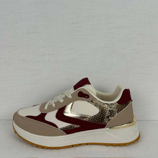 Casual sneakers met shiny details rood