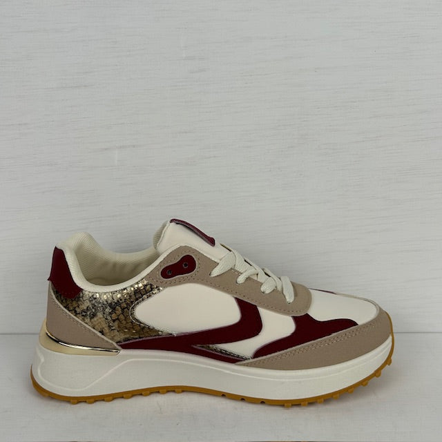 Casual sneakers met shiny details rood