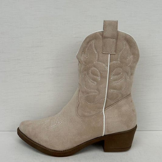 Leuke suèdine cowboylaarzen met print beige