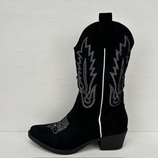 Gave suèdine cowboylaarzen zwart