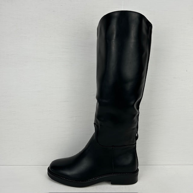 Leatherlook laarzen met lage hak zwart