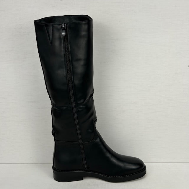 Leatherlook laarzen met lage hak zwart
