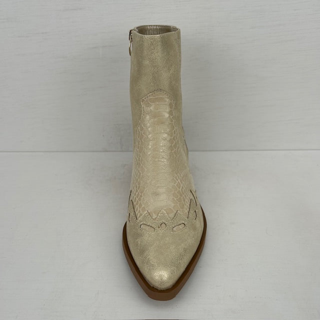Laag cowboylaarsje met croco details licht goud
