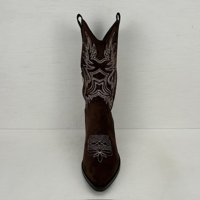 Leuke suèdine cowboylaarzen met gaaf design bruin