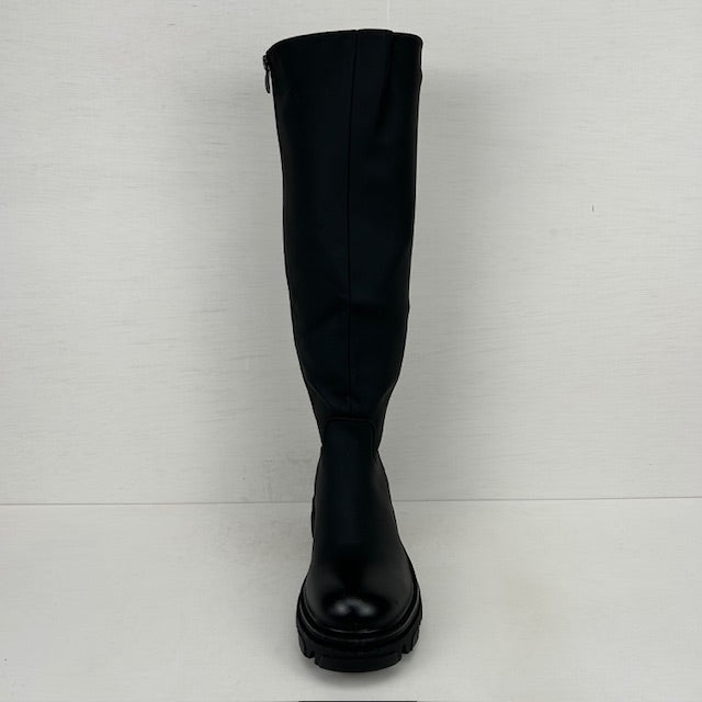 Hoge leatherlook laarzen met stoere zool zwart