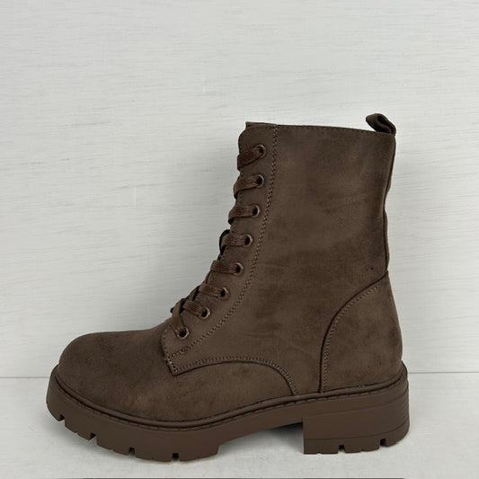 Stoere suèdine veterboots taupe