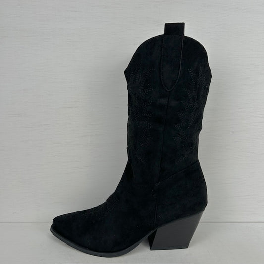 Cowboylaarzen met leuk motief zwart suède