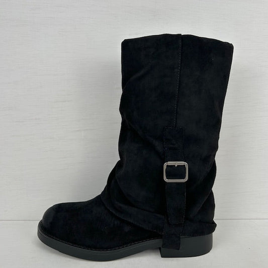 Stoere laarzen met flap zwart