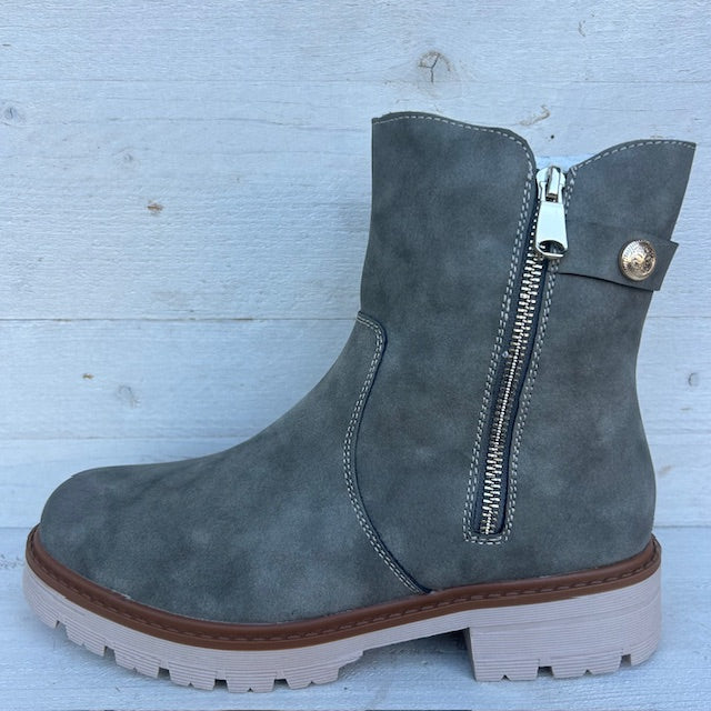 Stoere boots met rits grijs