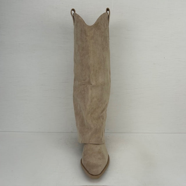 Suèdine cowboylaarzen met flap beige