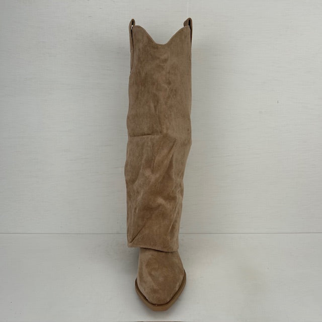 Suèdine cowboylaarzen met flap khaki