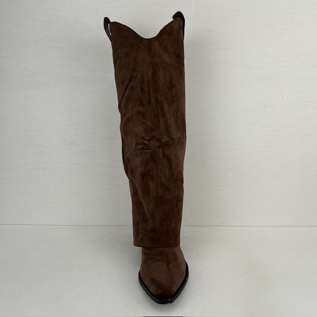 Suèdine cowboylaarzen met flap bruin