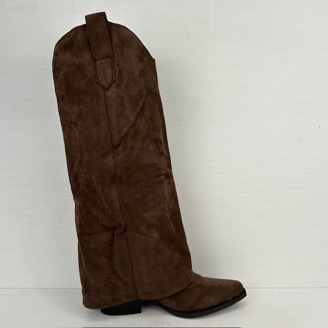 Suèdine cowboylaarzen met flap bruin