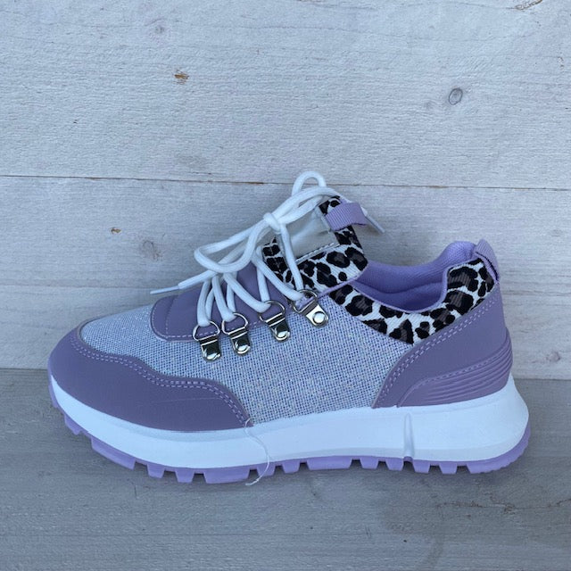 Sneakers met panterprint purple