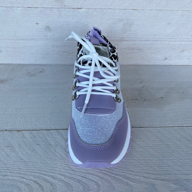 Sneakers met panterprint purple