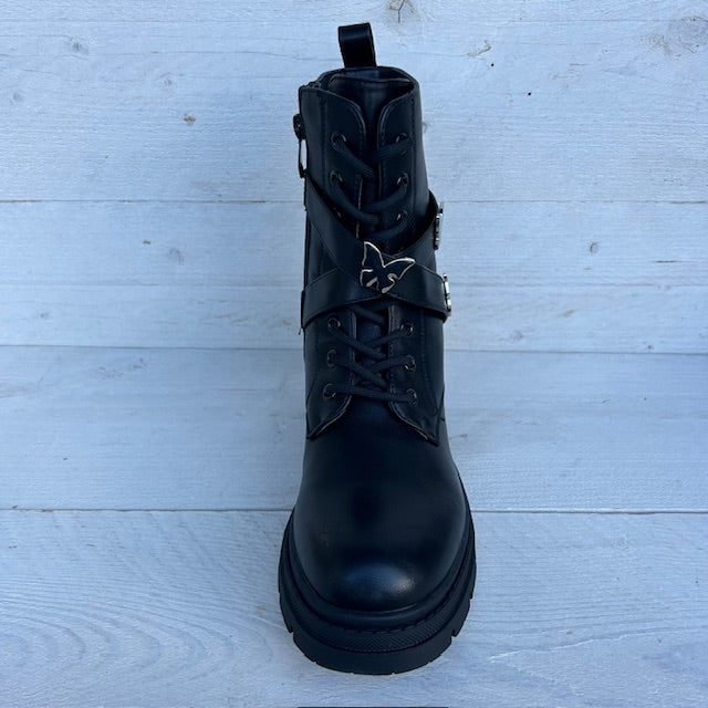 Veterboots met studs zwart