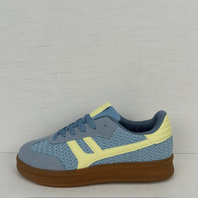 Trendy retro sneakers met gevlochten motief blauw