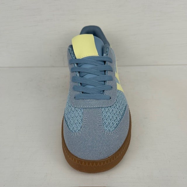 Trendy retro sneakers met gevlochten motief blauw