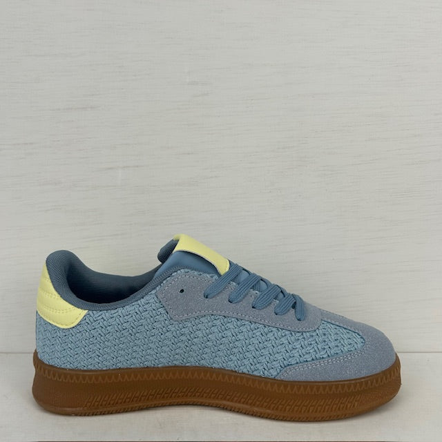 Trendy retro sneakers met gevlochten motief blauw