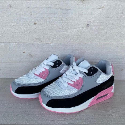Kids gave air sneakers white grey pink