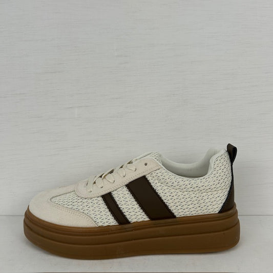 Retro sneakers met leuk design beige