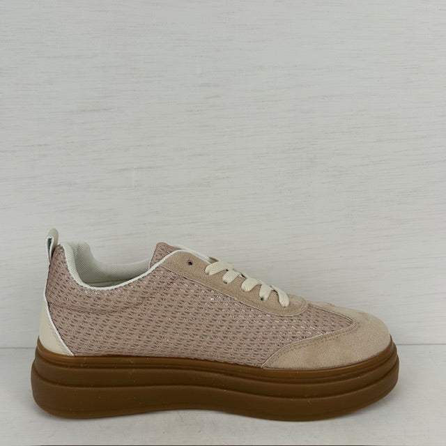 Retro sneakers met leuk design khaki