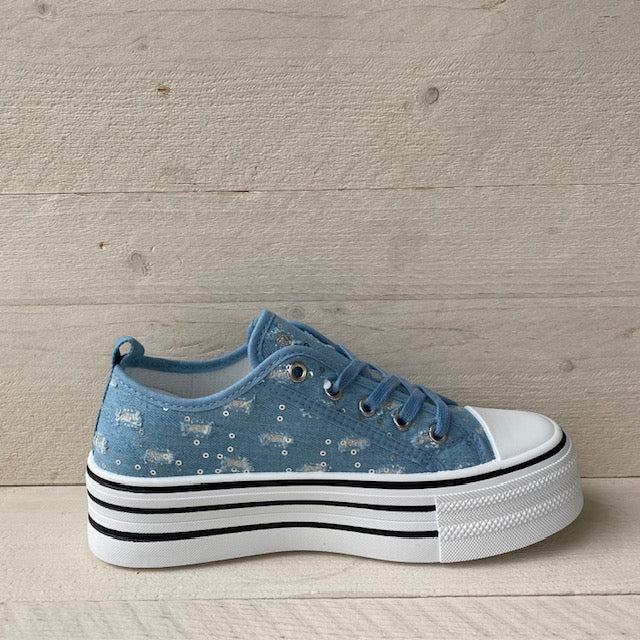 Canvassneakers lt blue