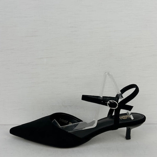 Suèdine slingbacks met hakje zwart
