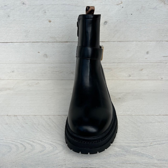 Leatherlook boots met panter lus zwart