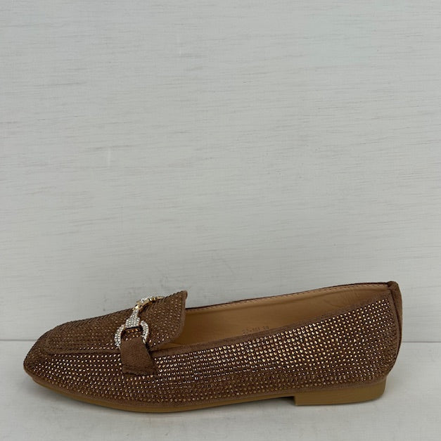 Leuke instappers met glitters khaki