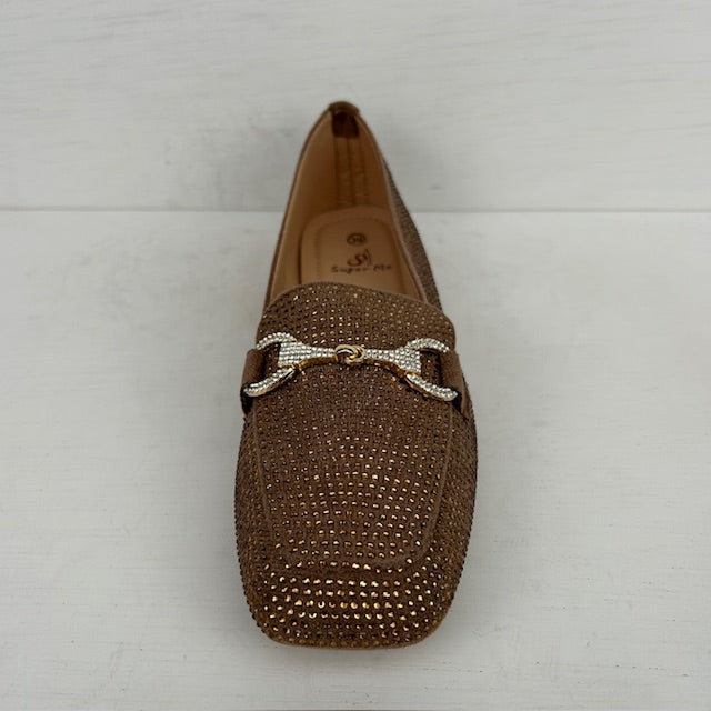 Leuke instappers met glitters khaki