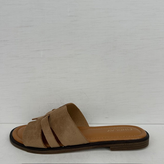 Slippers met leuk design khaki