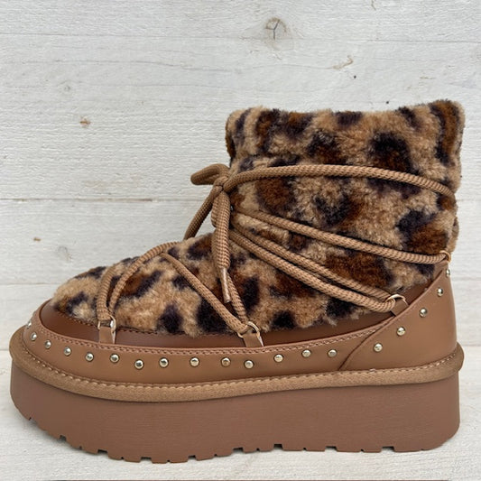 Cozy teddy boots panter