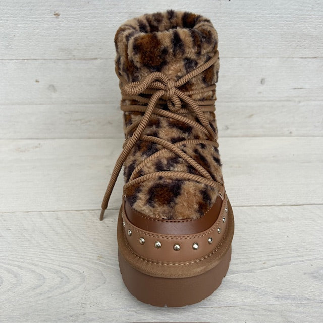 Cozy teddy boots panter