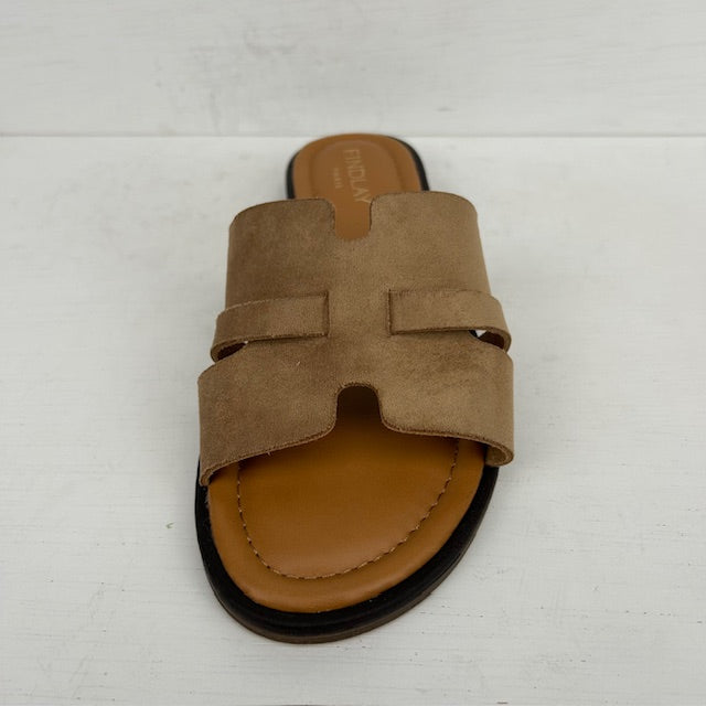 Slippers met leuk design khaki