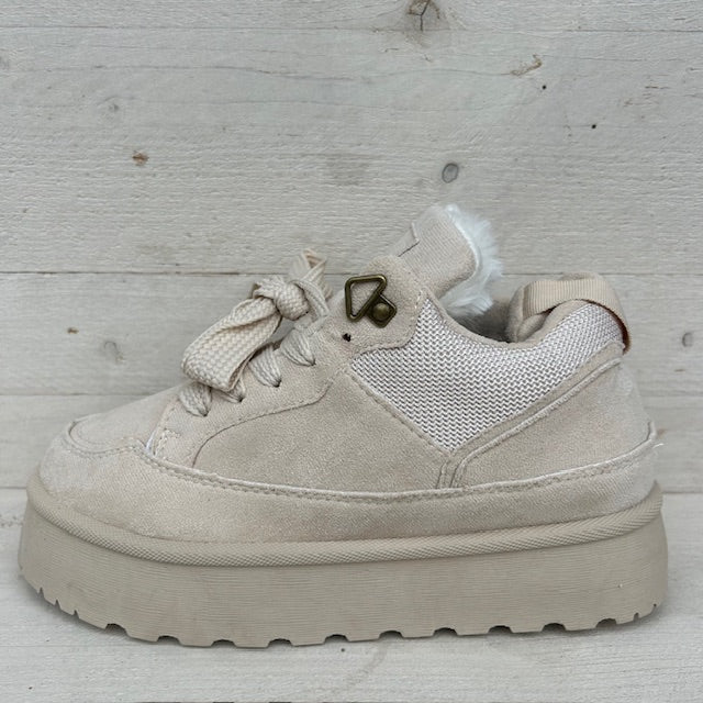 Furry sneakers beige