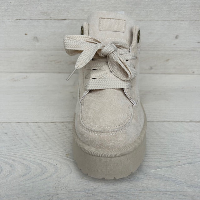 Furry sneakers beige