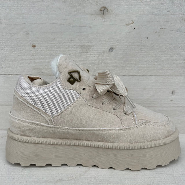 Furry sneakers beige