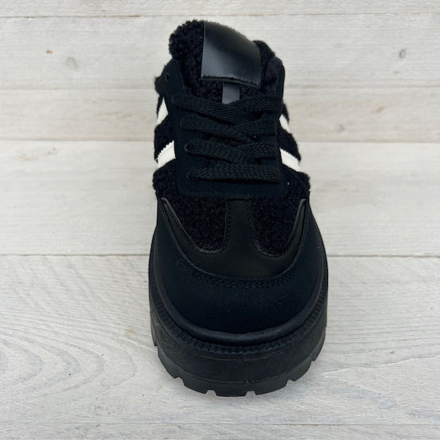 Trendy teddy sneakers zwart