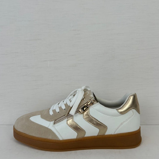 Marco Tozzi retro sneakers white gold
