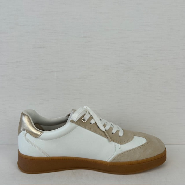 Marco Tozzi retro sneakers white gold