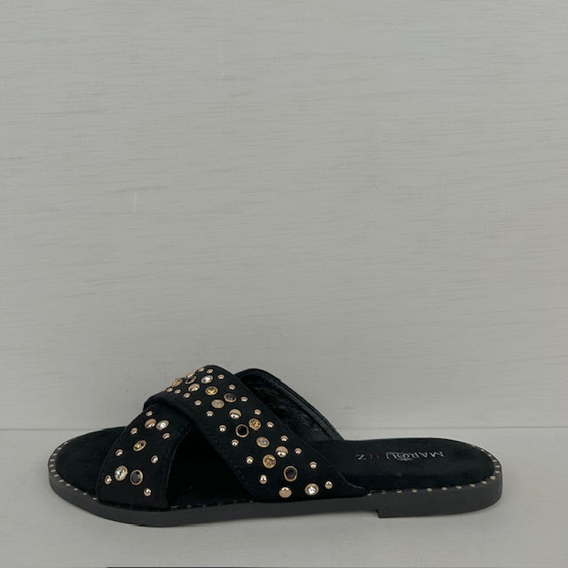 Slippers met studs zwart