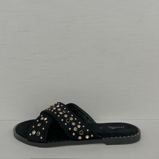 Slippers met studs zwart
